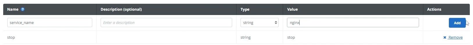 Screenshot stop service workflow step