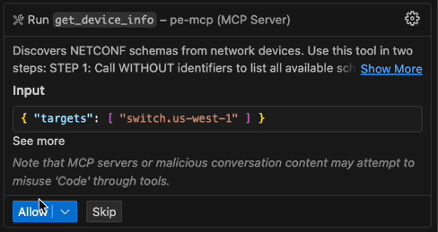 Screen grab showing agent prompt