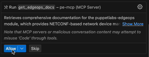 Screen grab showing VS Code agent panel